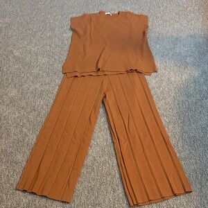 Women’s Wide-Leg Knit Pants - Rust